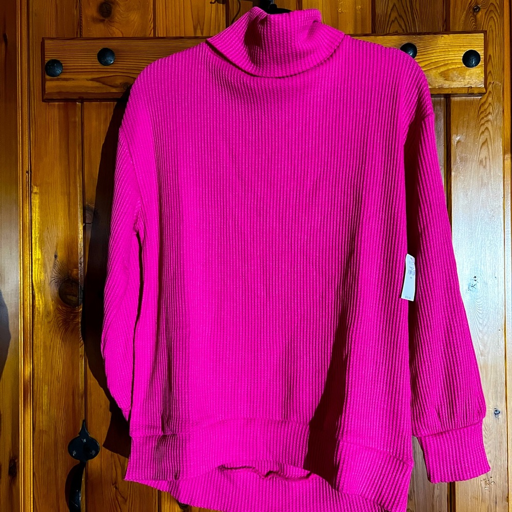 ✨ Barbie pink waffle oversized turtleneck ✨